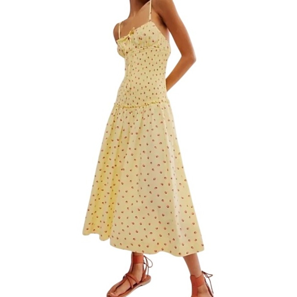 Free People Womens M Lavender Daze Dress‎ in Strawberry Lemon Combo